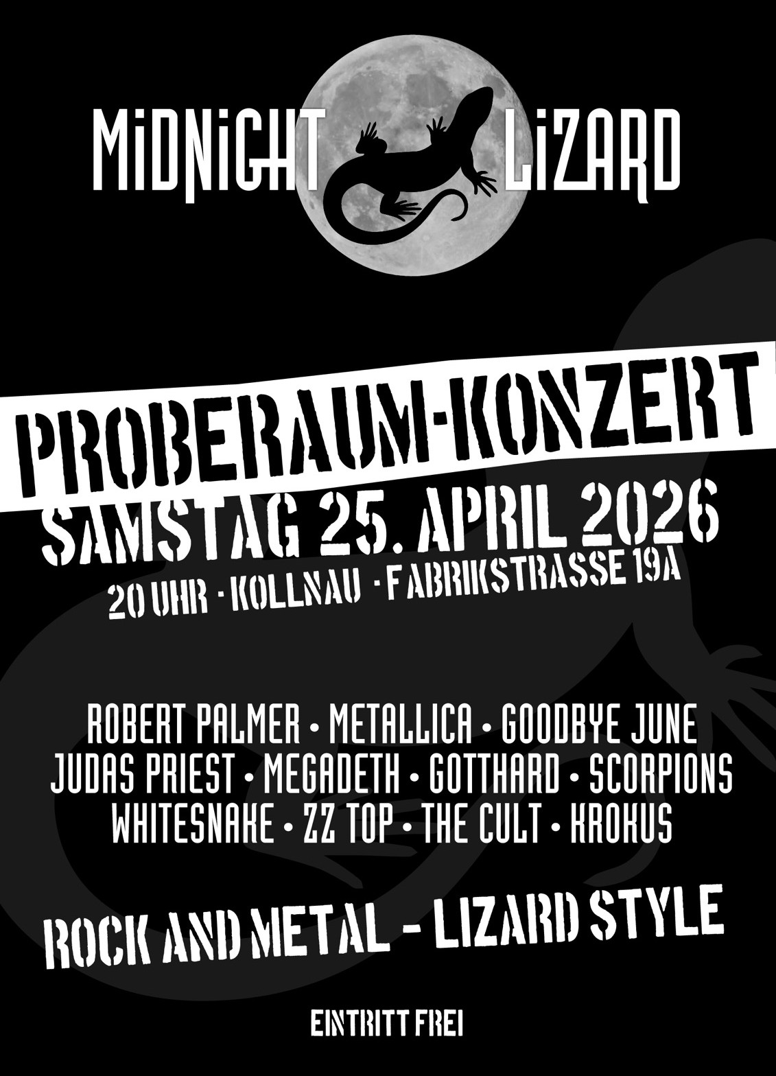 Midnight Lizard Proberaum Konzert Flyer    